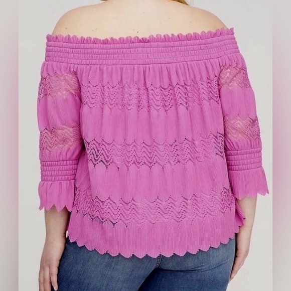 LANE BRYANT Women’s Plus Size Smocked Off The Shoulder Pleated Top Size 22/24 - Picture 3 of 11